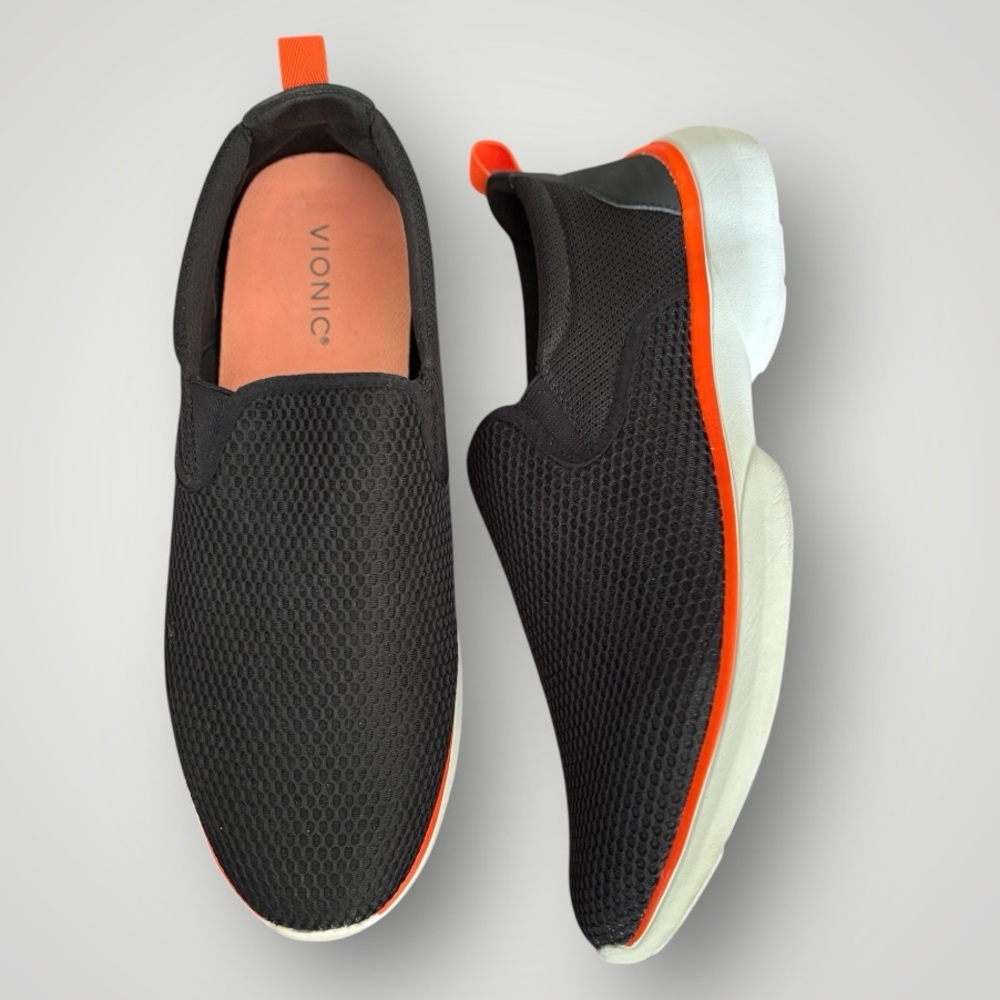 Vionic Men’s Black Wide Zeta Mesh Slip On Sneakers Shoes Size 12W